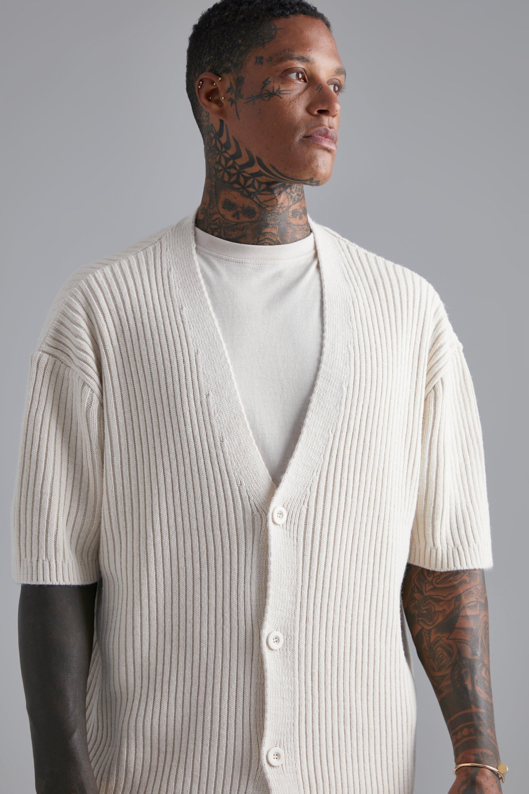 Knit Loose Fit Baseball Cardigan boohoo